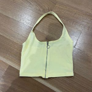 Zipper cropped halter top